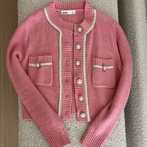 Elodie Rose Cardigan with Pearl Buttons